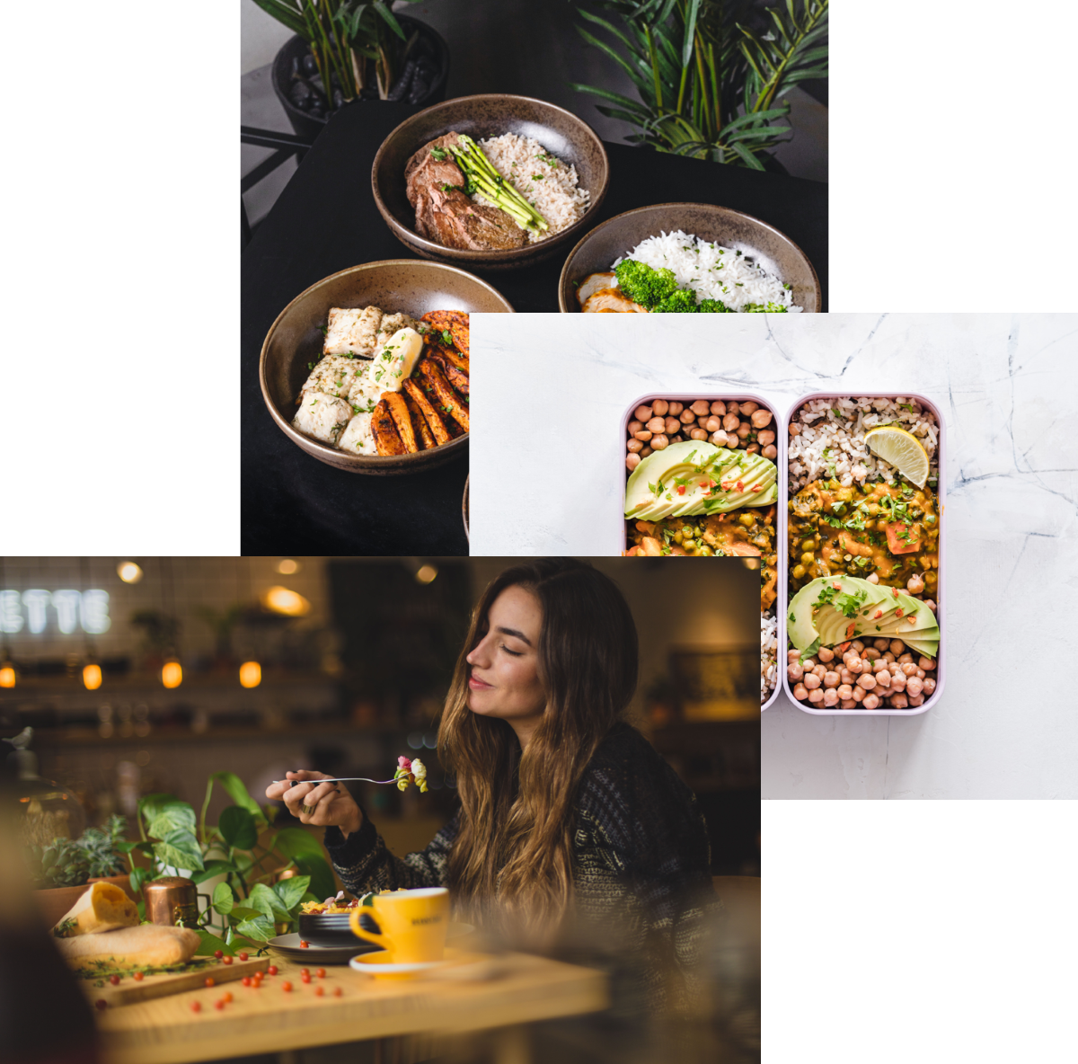 Women enjoying food with all the other food items in the table